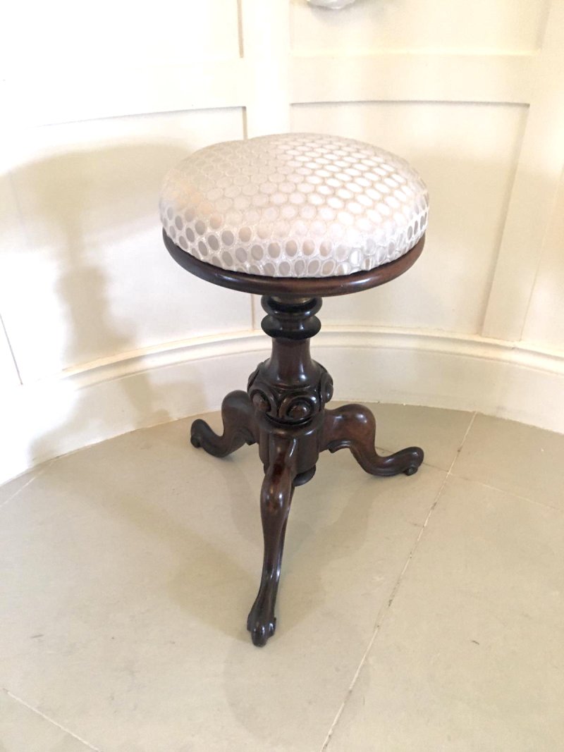 Antique Quality Victorian Walnut Piano Stool - Image 3